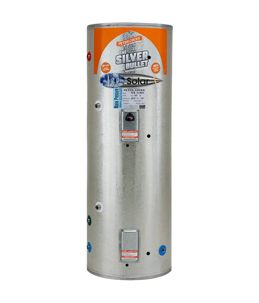 Solar hot water cylinder with wetback